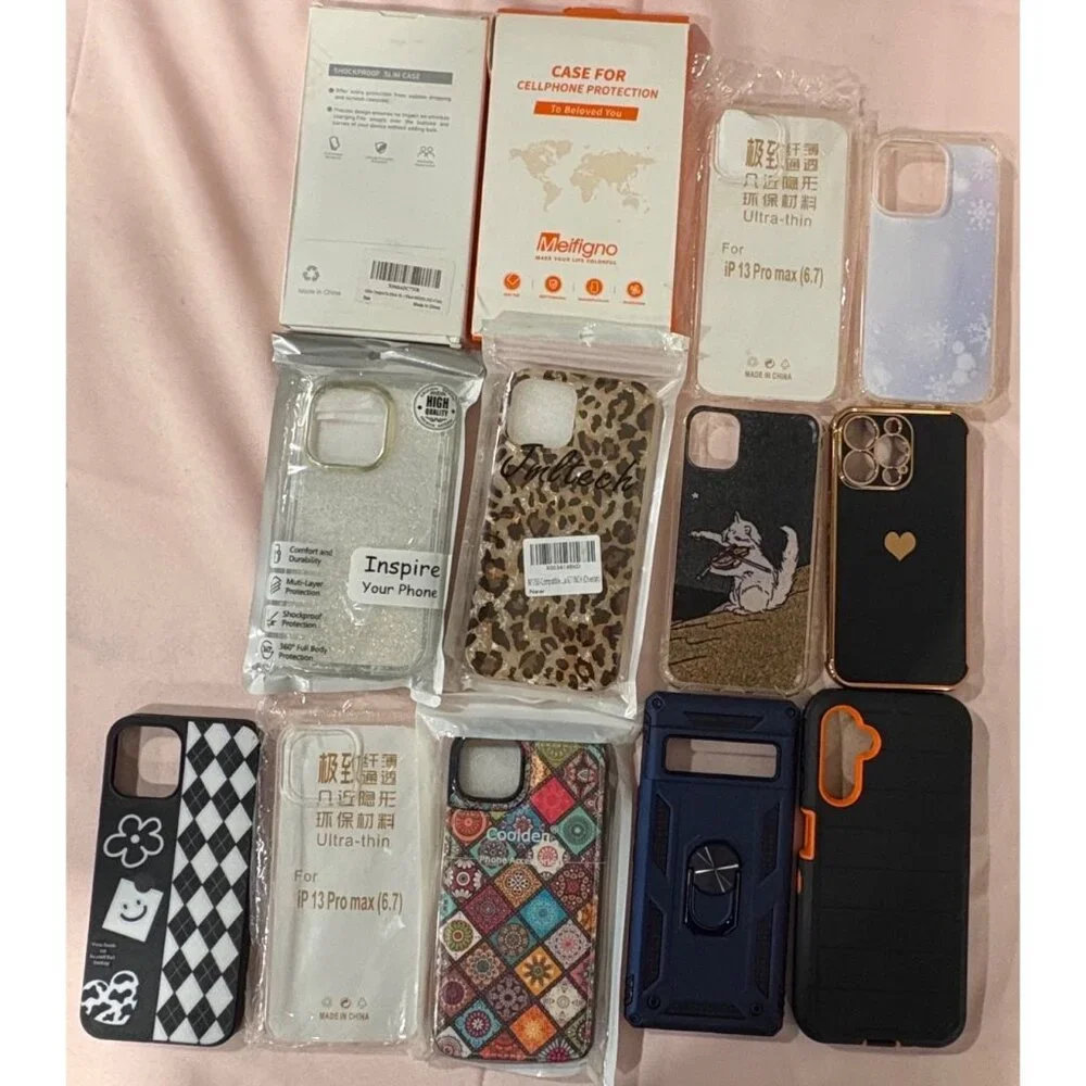 Mixed Bundle Of 12 Stylish Phone Cases For iPhone & Samsung Various Patterns
